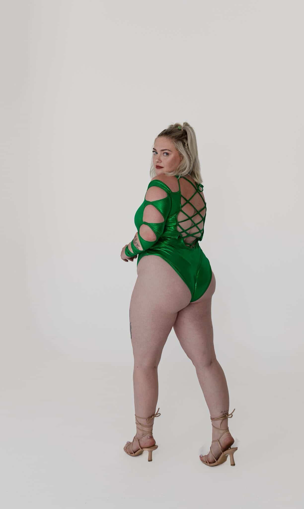 Emerald Surge — Metallic Green Bodysuit