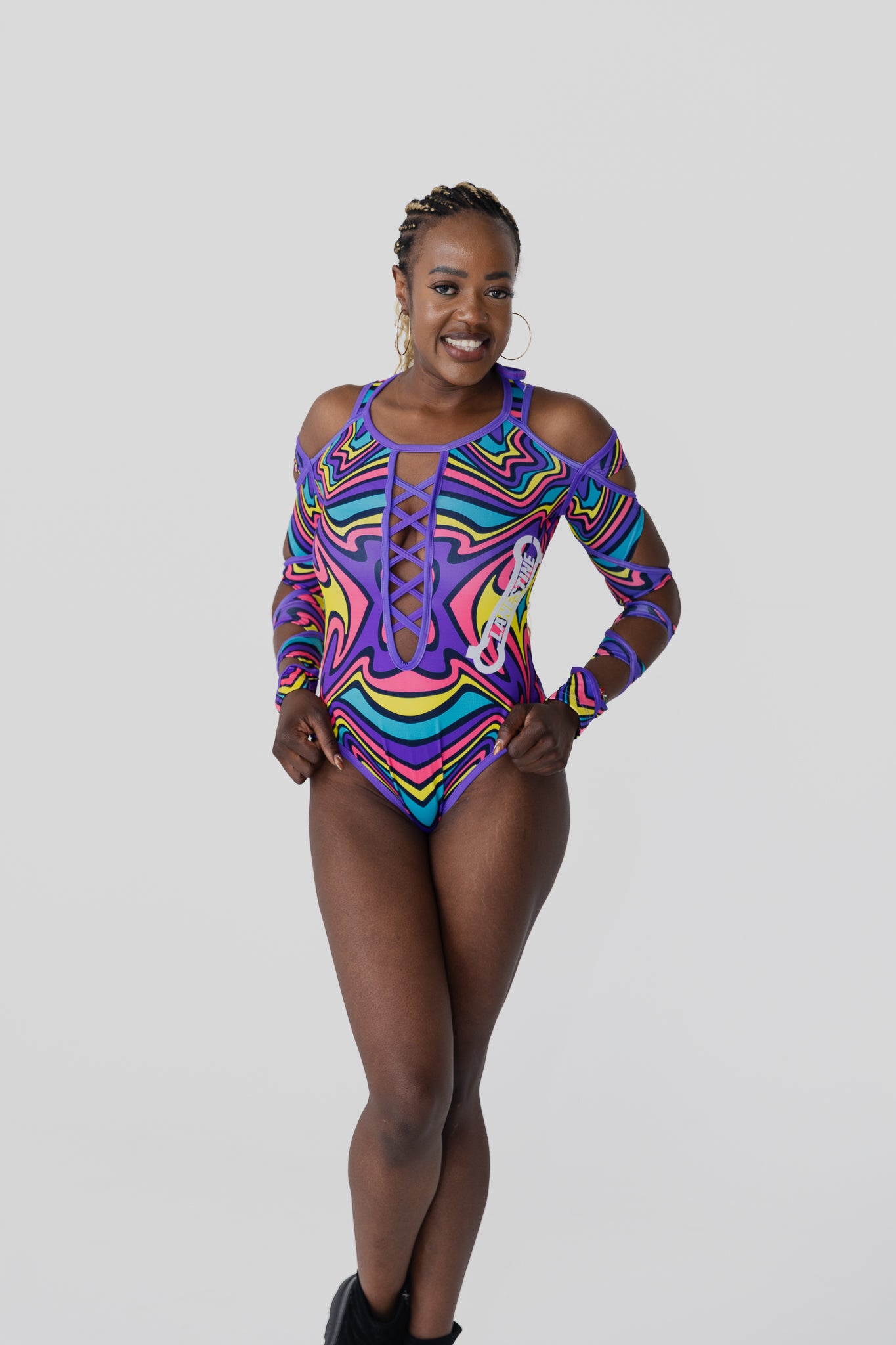 Psychedelic Mirage — Multicolour Cut-Out Bodysuit