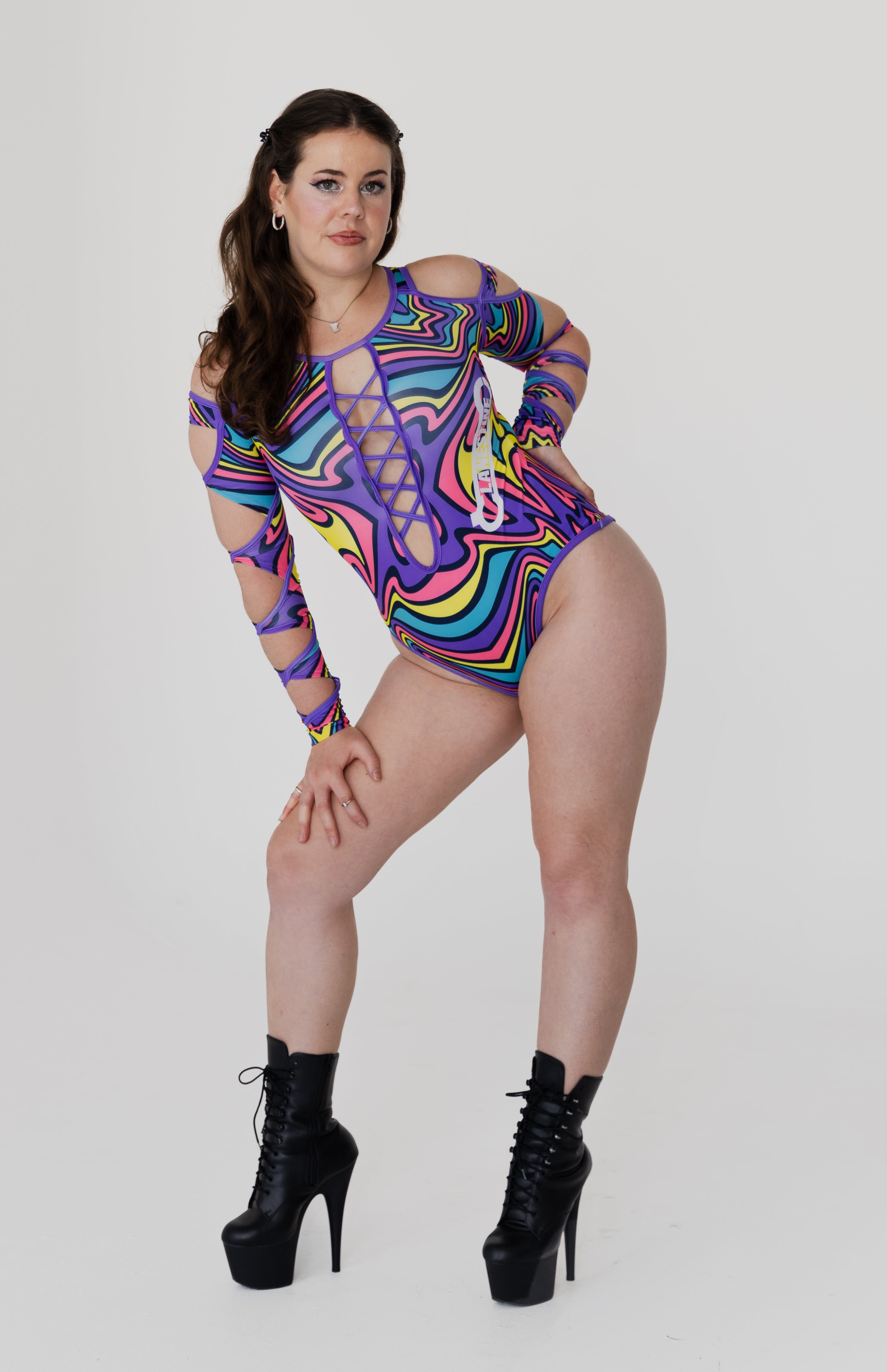 Psychedelic Mirage — Multicolour Cut-Out Bodysuit