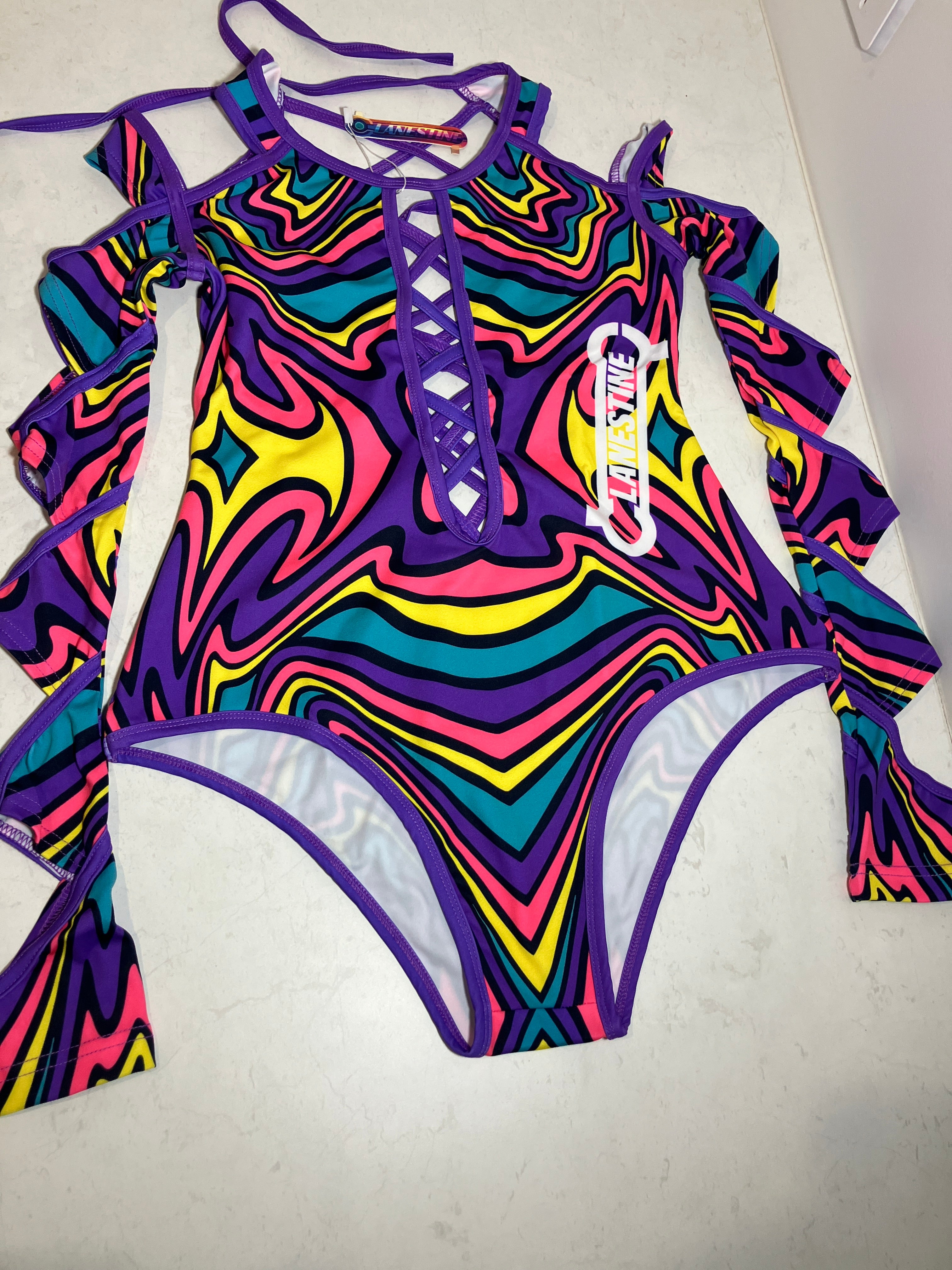 Fluorescent Rainbow Serpent Body-suit