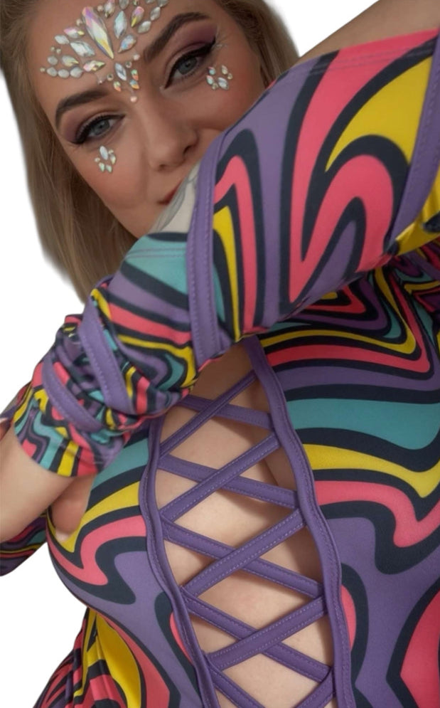 Fluorescent Rainbow Serpent Body-suit